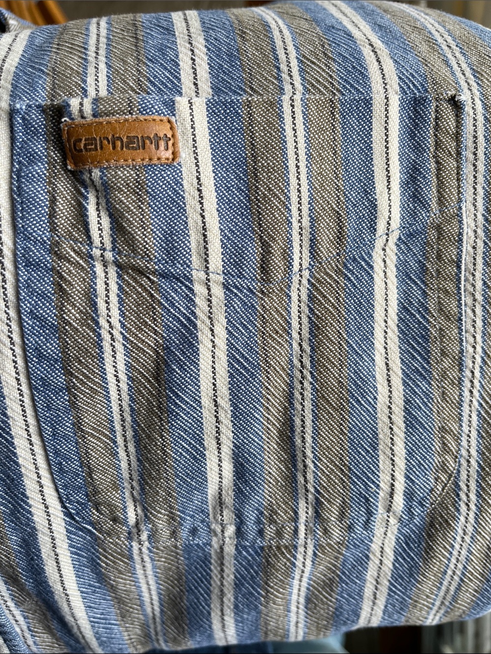 90s Vintage Carhartt Men's Striped Cotton Shirt XL